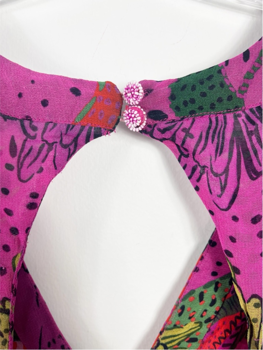 Farm Rio Cool Leopards Open Back Ruffled Georgette Maxi Dress Size Medium Pink - Picture 9 of 13